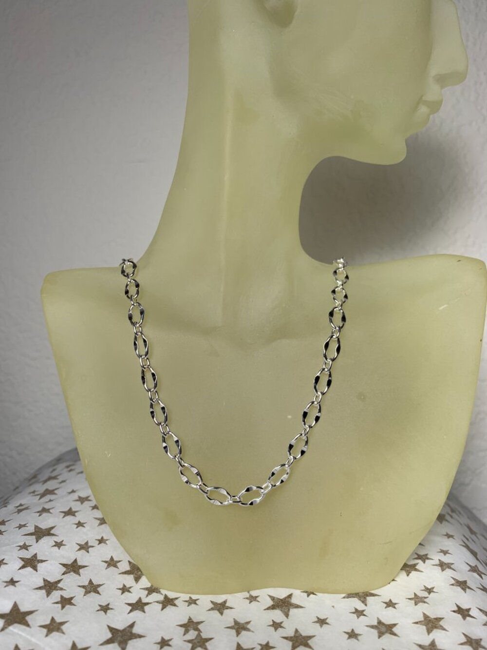 NEW 16" Italian Real Sterling Silver "Squashed" Link Chain Necklace
